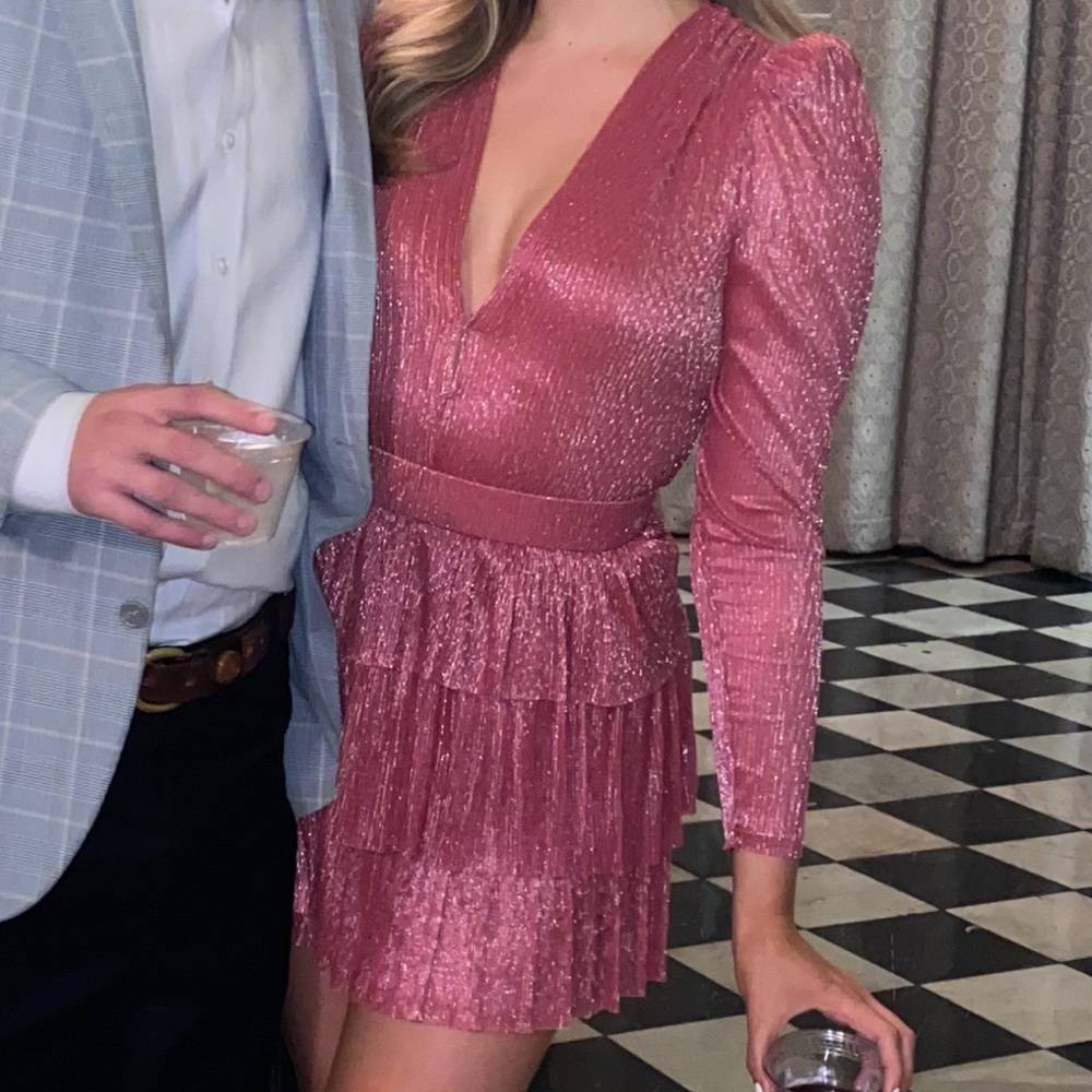 Sabina Musayev Pink Ruched Sheath Dress